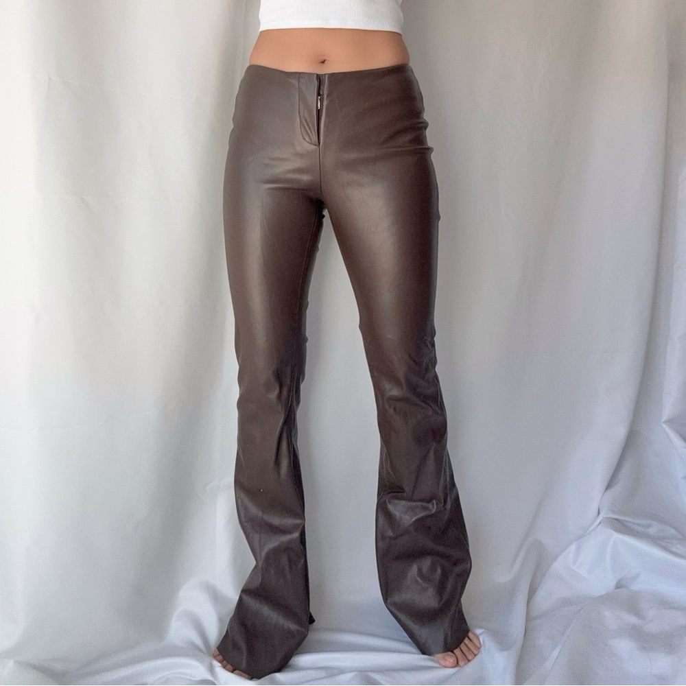 IAMGIA Brown Low Waisted Pleather Flare Pants